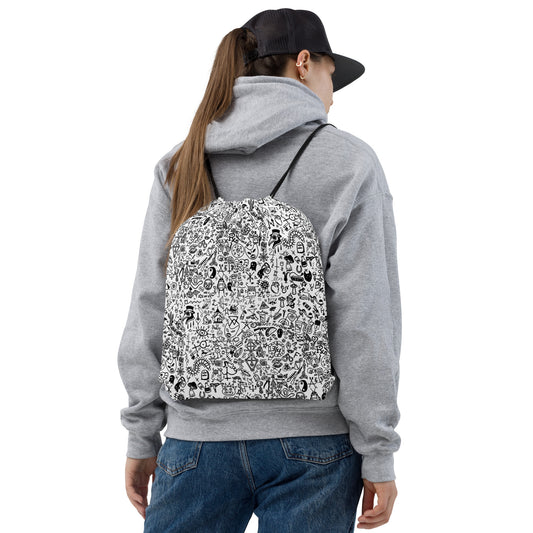 Graphic Graffiti White Drawstring bag