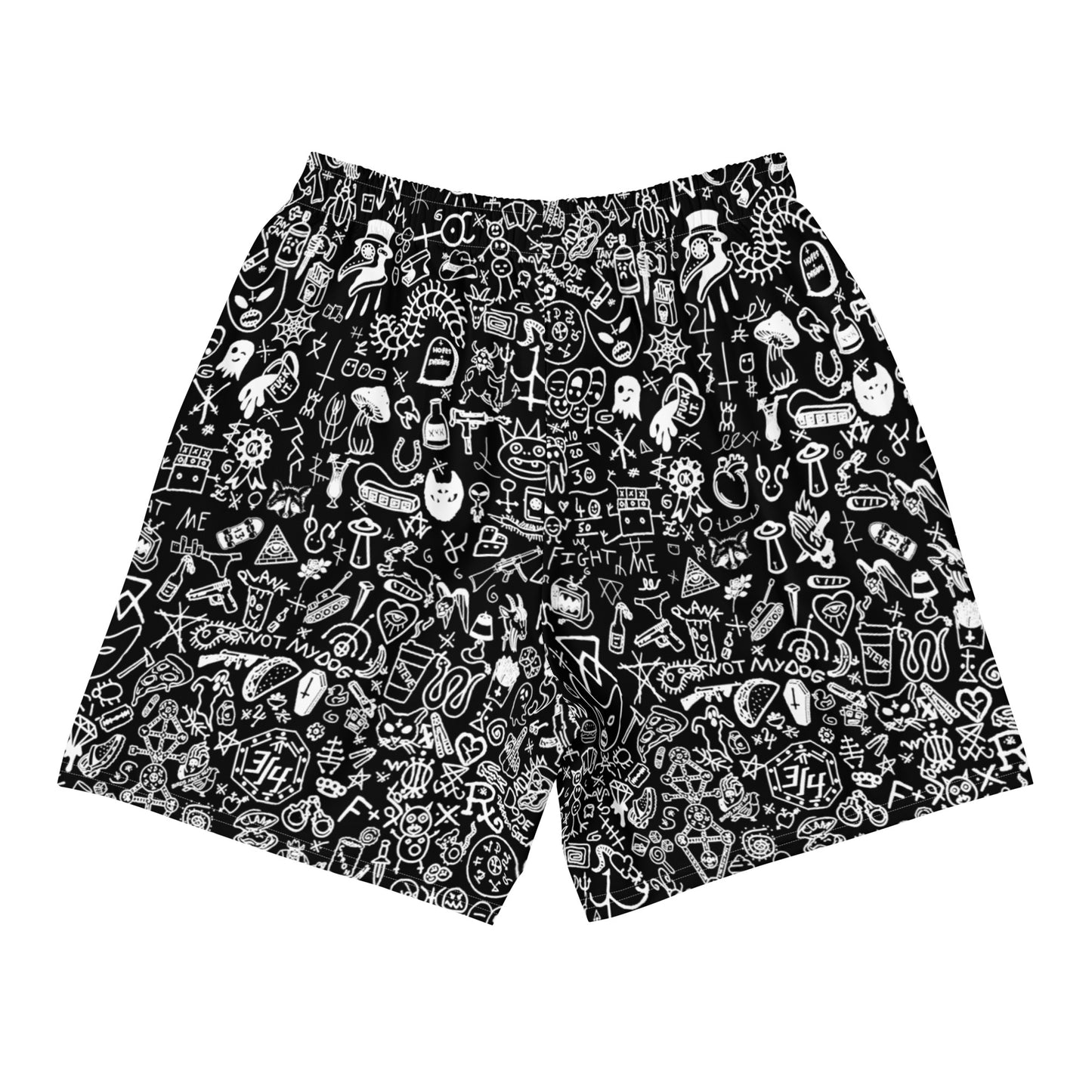 Graphic Graffiti Black Athletic Shorts