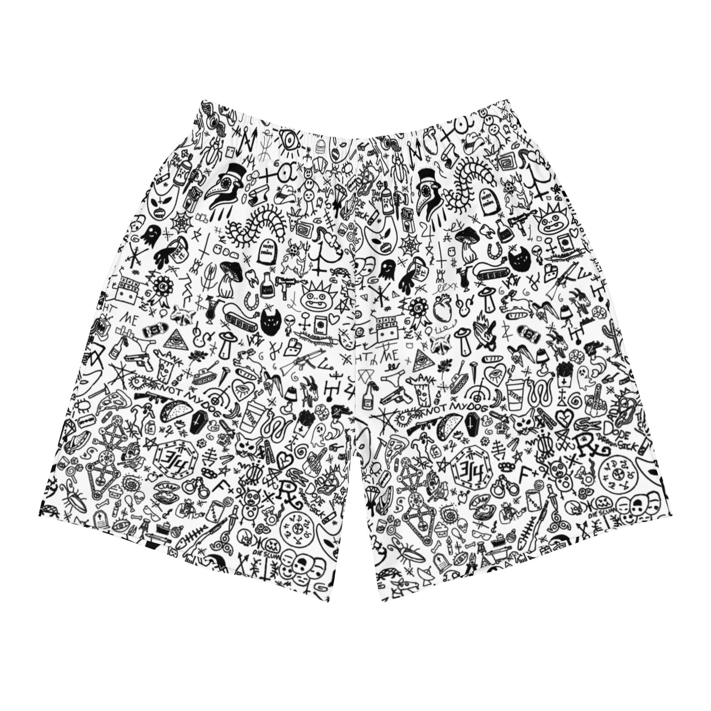 Graphic Graffiti White Athletic Shorts