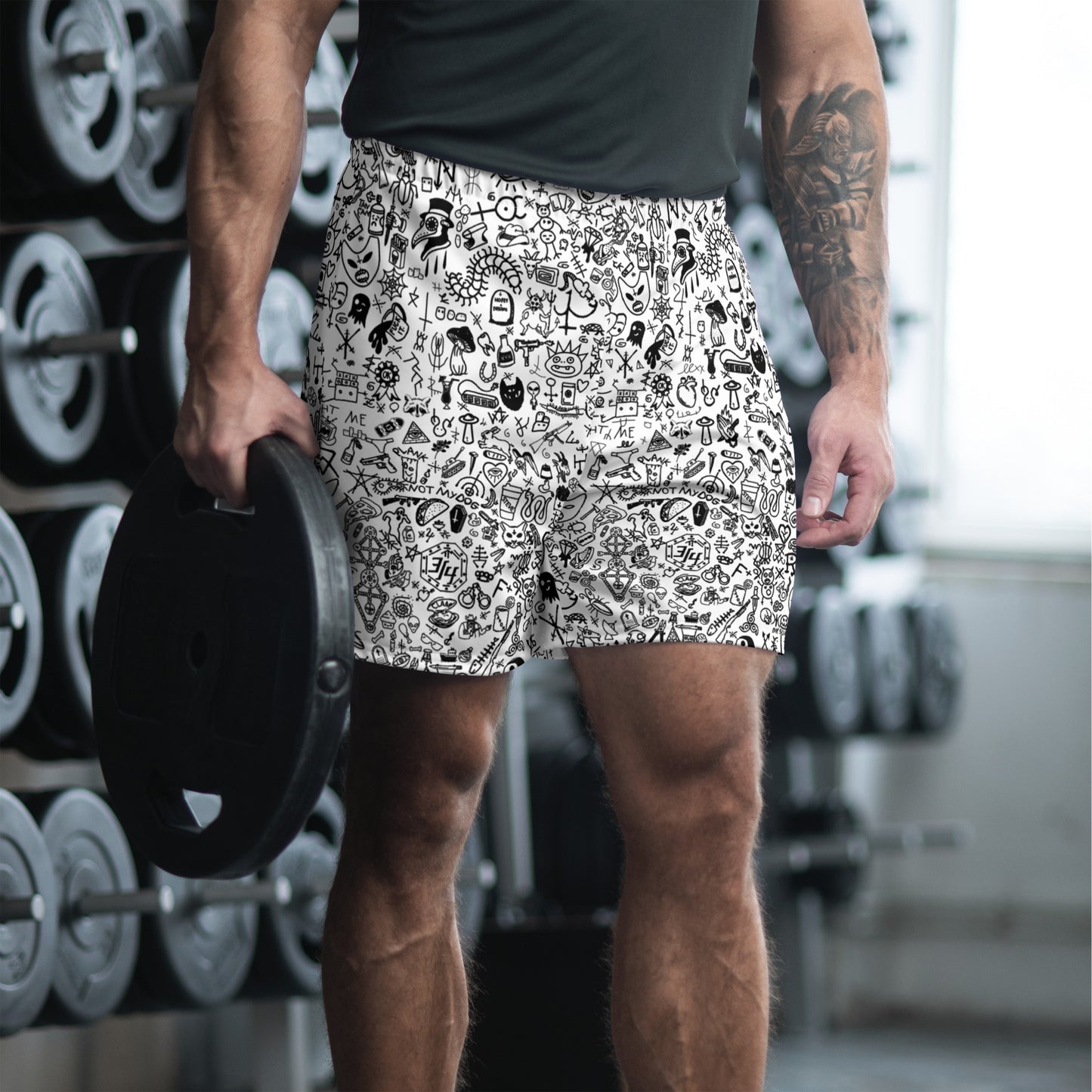 Graphic Graffiti White Athletic Shorts