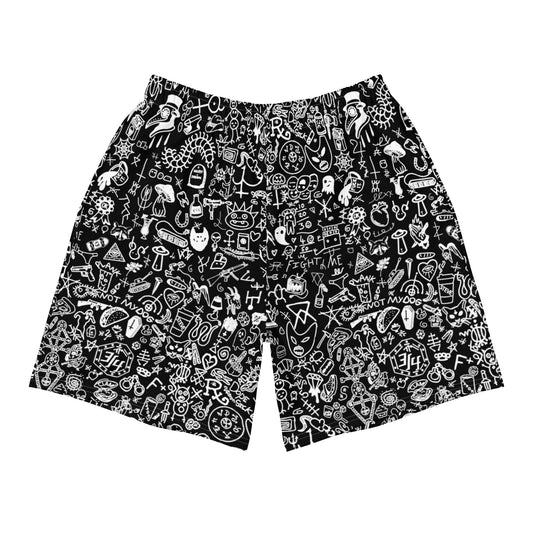 Graphic Graffiti Black Athletic Shorts