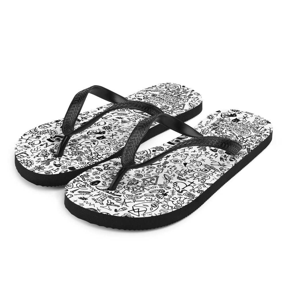 Graphic Graffiti White Flip-Flops