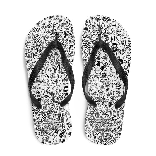 Graphic Graffiti White Flip-Flops
