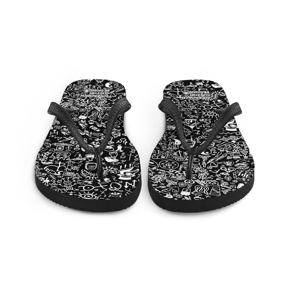 Graphic Graffiti  Black Flip-Flops