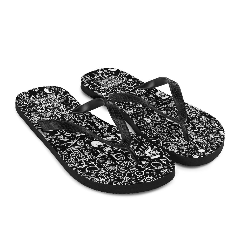 Graphic Graffiti  Black Flip-Flops