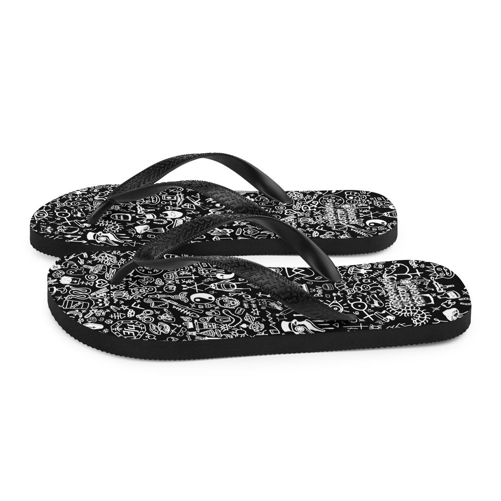 Graphic Graffiti  Black Flip-Flops