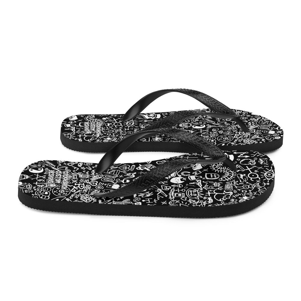 Graphic Graffiti  Black Flip-Flops