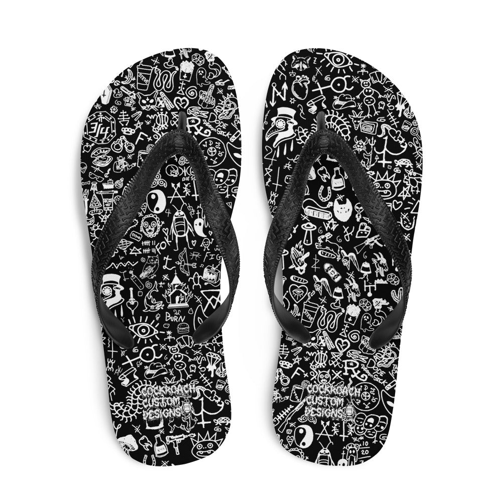 Graphic Graffiti  Black Flip-Flops